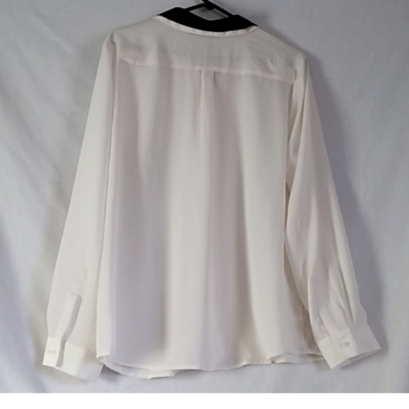 The Limited Women's Sheer Long Sleeve Blouse Chiffon Cream Button Down XL - Picture 3 of 6